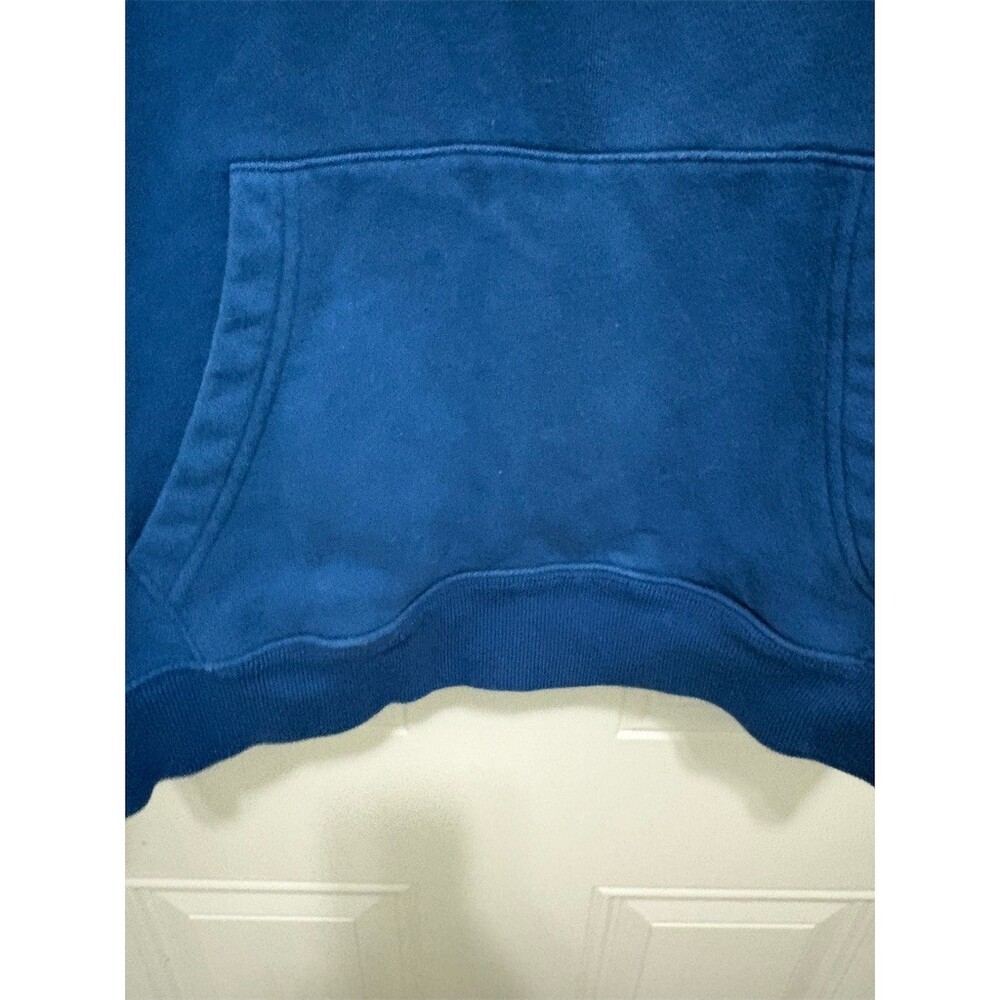 GAP Hoodie Mens Size L Blue Pullover Chenille Logo Heavyweight Fleece - Picture 3 of 7